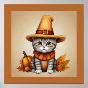 Charmanter festlicher Erntedank Cat in Disguise Poster