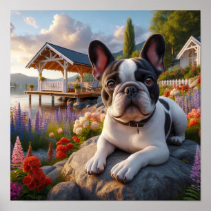 Charmanter französischer Bulldog im Grünen Poster