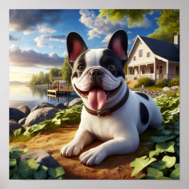 Charmanter französischer Bulldog im Grünen Poster