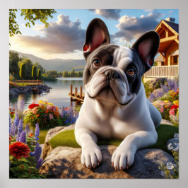 Charmanter französischer Bulldog im Grünen Poster