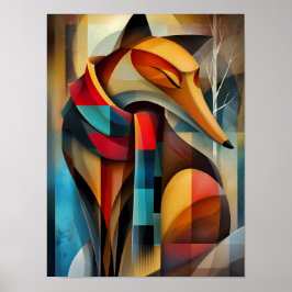 Charmanter Fuchs - kubistische Eleganz im Winter Poster