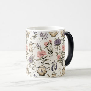 Charmanter Garten Teapos: florales Nahtloses Desig Verwandlungstasse