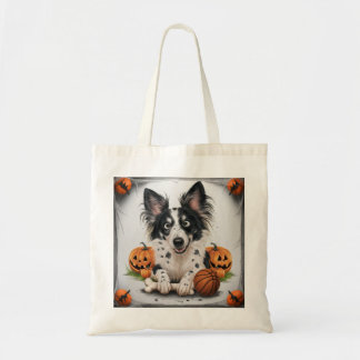 Charmanter Gepunkteter Hund: Halloween Whimsy mit Tragetasche