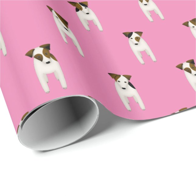 charmanter Jack Russell Terriers pink oder JEDE Fa Geschenkpapier (Rolleneckpunkt)