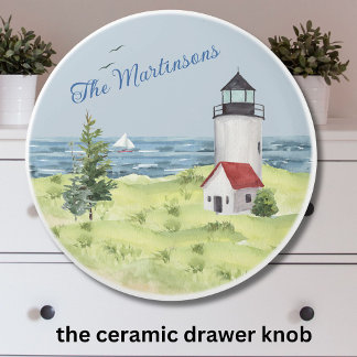 Charmanter Leuchtturm Wasserfarbe Name Küstenlands Keramikknauf
