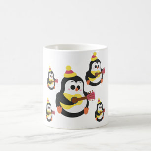 Charmanter Penguin-Becher Süßes Ukulele-Spieler- Kaffeetasse