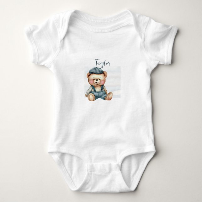 Charmanter Personalisierter Bär Baby Strampler (Vorderseite)