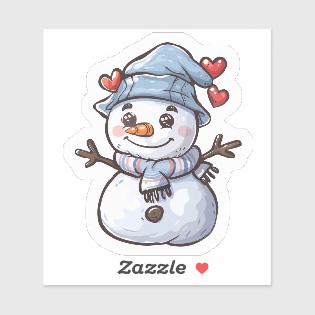 Charmanter Schneemann mit warmem Geist Aufkleber (Blatt)
