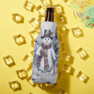 Charmanter Snowman Watercolor Winterwald Flaschenkühler