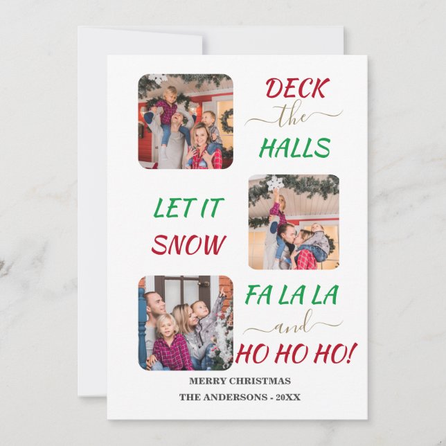 Charmanter Spaß farbenfroh Drei Fotos Weihnachten (Vorderseite)