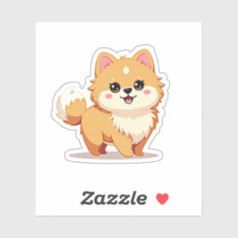 Charmanter Spitz, Whimsical Kawaii Flair, Klein Aufkleber