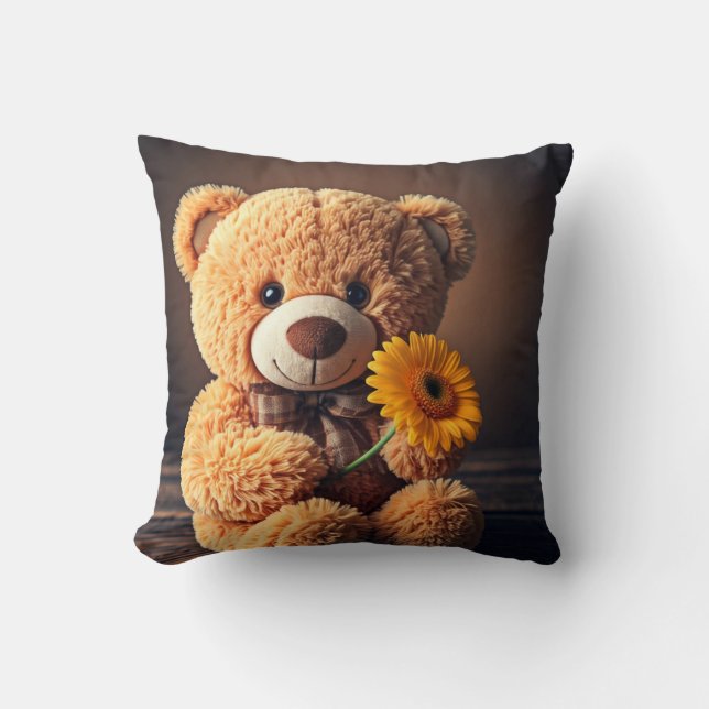 Charmanter Teddy-Bär Gedrucktes Kissen (Vorderseite)