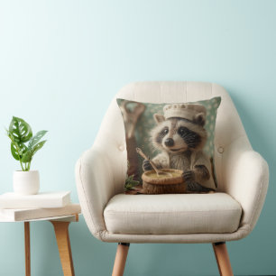 Charmanter und Niedlicher Raccoon-Koch, der eine S Kissen