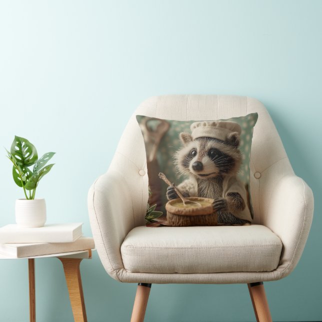 Charmanter und Niedlicher Raccoon-Koch, der eine S Kissen (Stuhl )