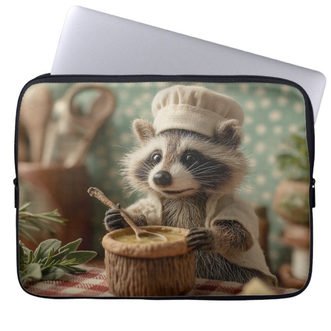 Charmanter und Niedlicher Raccoon-Koch, der eine S Laptopschutzhülle (Vorderseite)