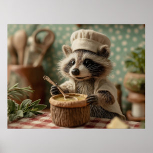 Charmanter und Niedlicher Raccoon-Koch, der eine S Poster