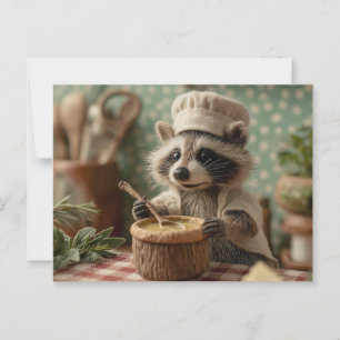 Charmanter und Niedlicher Raccoon-Koch, der eine S Postkarte
