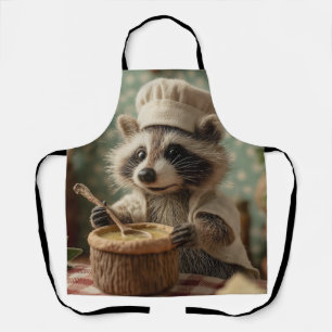 Charmanter und Niedlicher Raccoon-Koch, der eine S Schürze