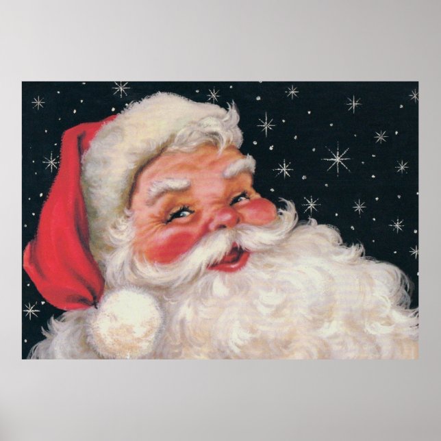 Charmanter Vintager Weihnachtsmann Poster (Vorne)