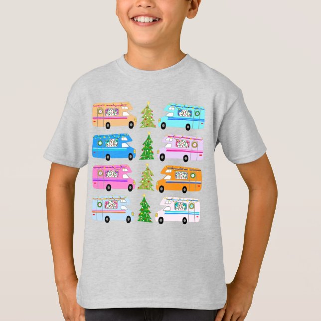 Charmanter Weihnachtscamper Retro Motorhome RV Xma T-Shirt (Vorderseite)