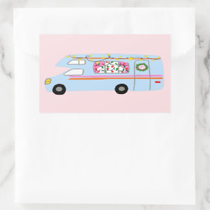 Charmanter Weihnachtscamper Vintag RV Xmas Rechteckiger Aufkleber