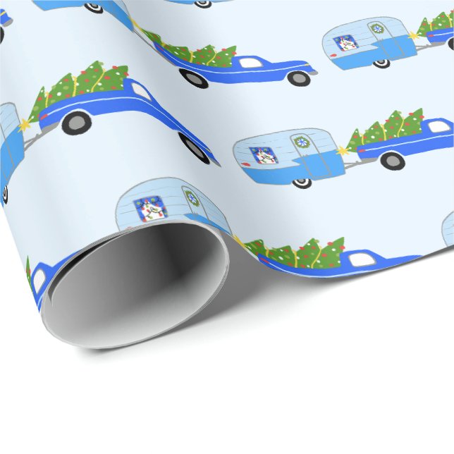 Charmanter Weihnachtscamper Vintager Anhänger RV X Geschenkpapier (Rolleneckpunkt)