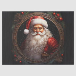 Charmanter Weihnachtsmann im antiken Rahmen Dekoup Seidenpapier
