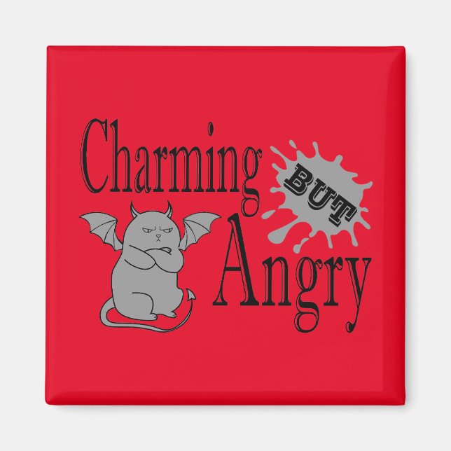 Charmantes, aber wütend kleines böses Zitat lustig Magnet (Vorne)
