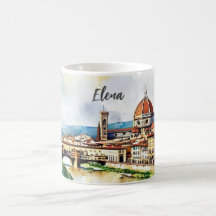 Charmantes Aquarellbild Florenz in Italien