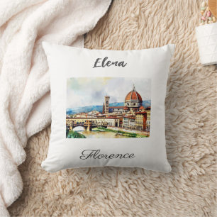 Charmantes Aquarellbild Florenz in Italien Kissen