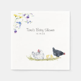 Charmantes Bauernhaus | Hühner und Blumen Serviette