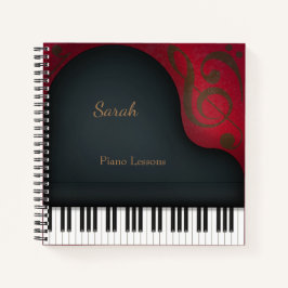 Charmantes Black Grand Piano Personalisierte Musik Notizbuch
