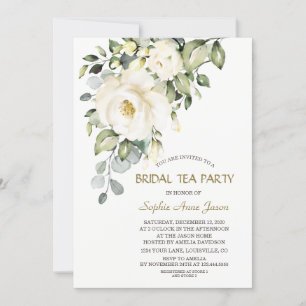 Charmantes Blume Weißes Creme Bridal Tee Party Einladung