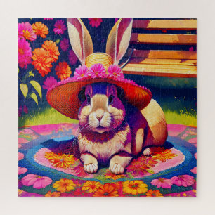Charmantes Bunny in einem floralen Wunderland