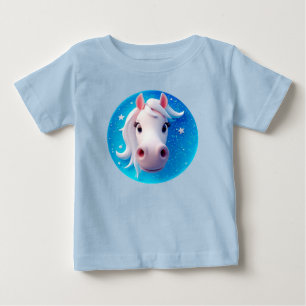 Charmantes Cartoon Pferdeschild mit Sternen Baby T-shirt
