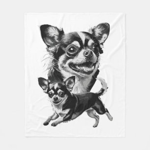 Charmantes Chihuahua-Duo Schwarz-Weißes Haustier Fleecedecke
