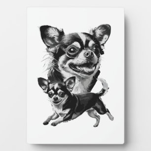 Charmantes Chihuahua-Duo Schwarz-Weißes Haustier Fotoplatte