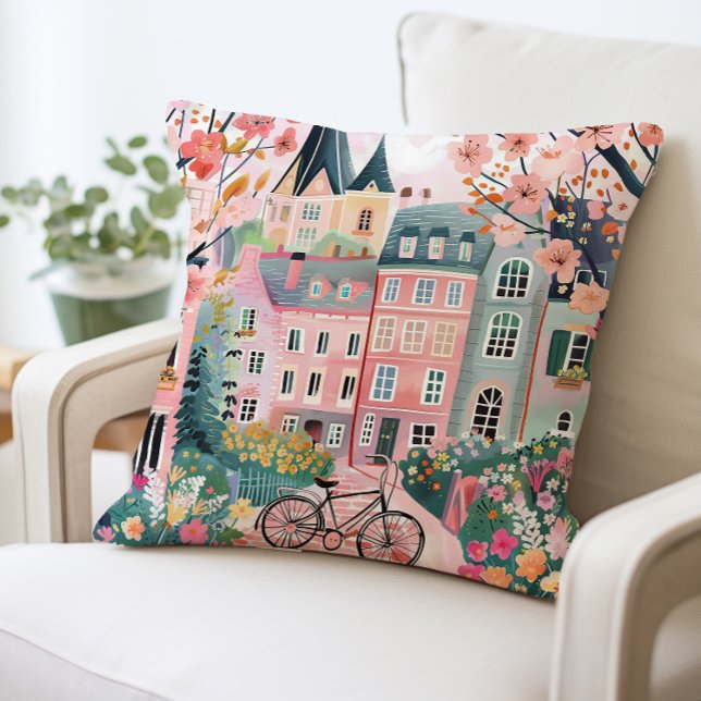 Charmantes Dorfbild Kissen, bunte Häuser Kissen (Von Creator hochgeladen)