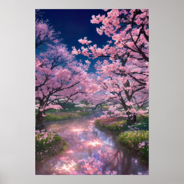 Charmantes Feld der Kirschblüten Poster