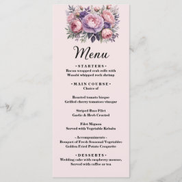 Charmantes florales Elegantes Hochzeitmenü Menükarte