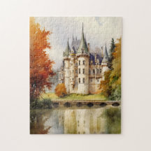 Charmantes französisches Castle Wasserfarbenrätsel