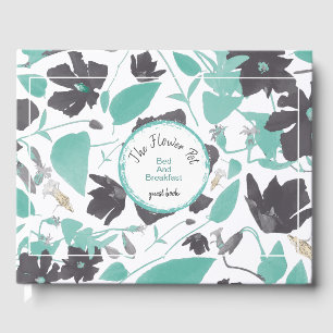Charmantes graues Mint Floral Muster Vermietung Gästebuch