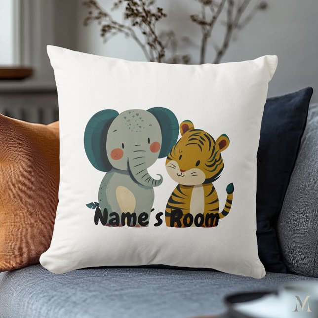 Charmantes Kinderzimmer mit Elefanten und Tiger Pa Kissen (Von Creator hochgeladen)