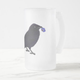 Charmantes Krähen-Glitzer mit Bugs Mattglas Bierglas