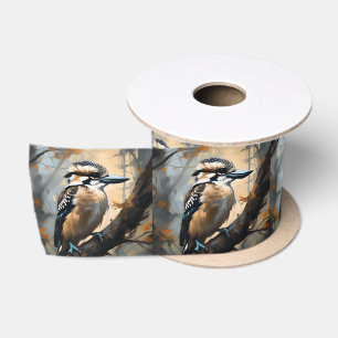 Charmantes Lachen: Kookaburra in Ölfarbe Satinband