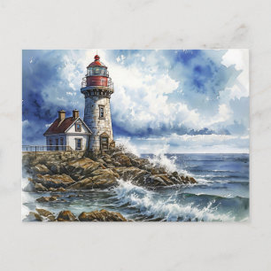 Charmantes Leuchtturm mit Waves Postkarte