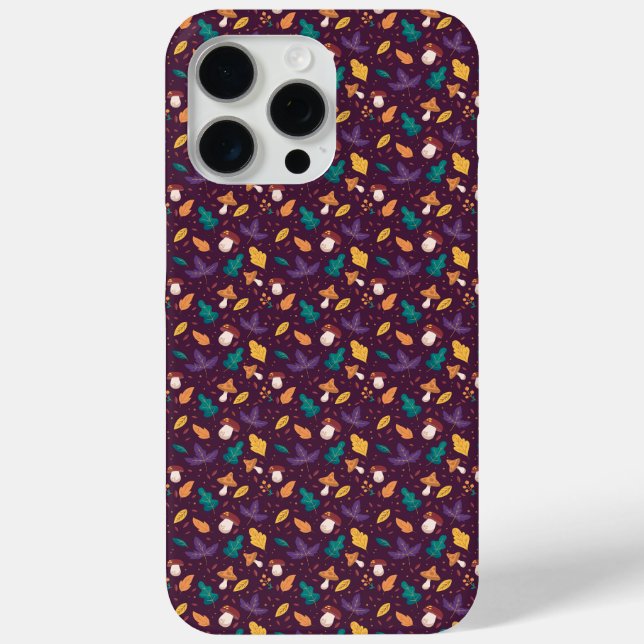 Charmantes Lila Mushroom Leaf Muster iPhone Case (Rückseite)