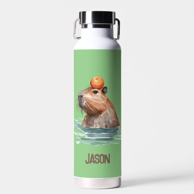 Charmantes Niedliches Capybara mit Orange und Kids Trinkflasche (Vorne)
