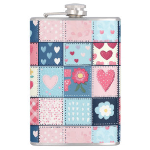 Charmantes Niedliches Patchwork-Design Flachmann