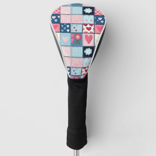 Charmantes Niedliches Patchwork-Design Golf Headcover (Vorderseite)